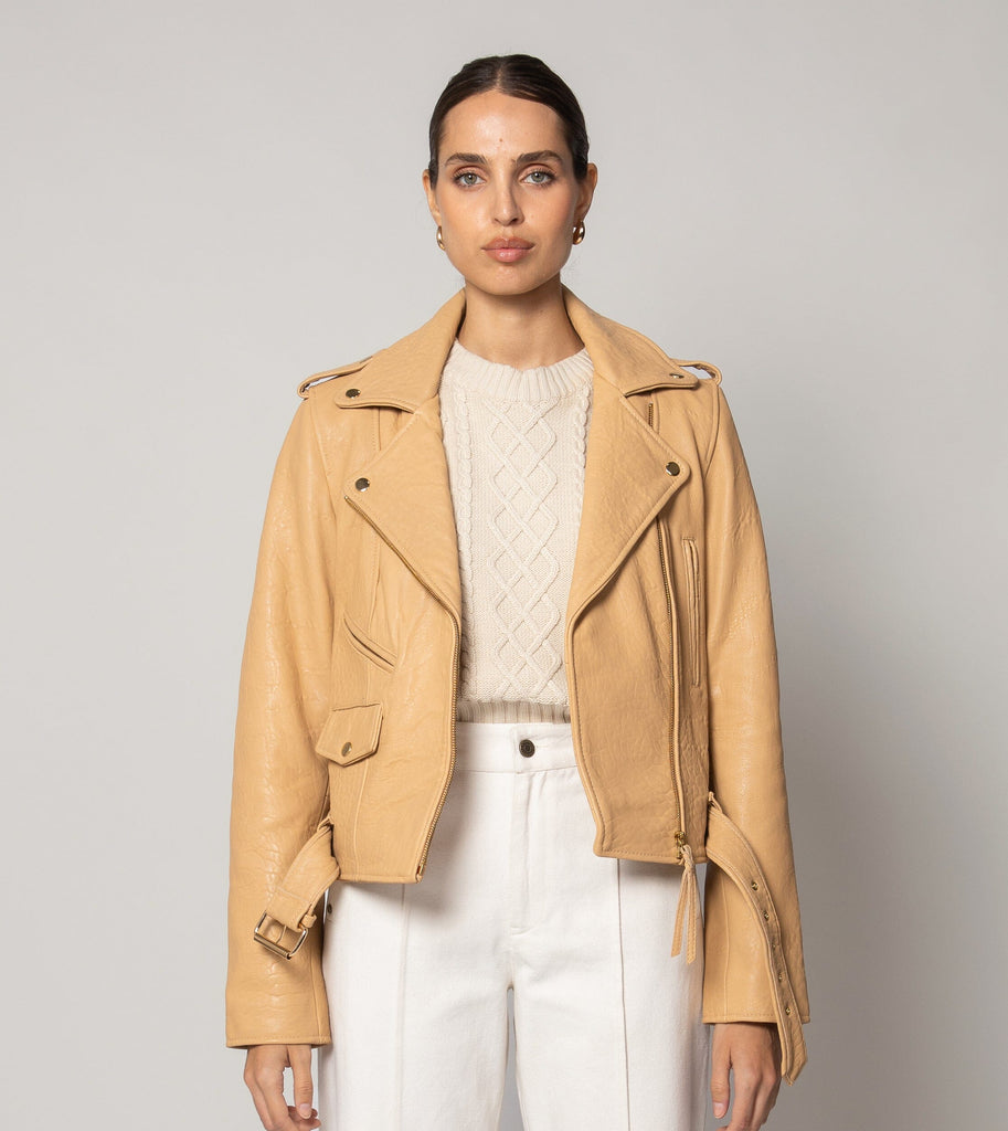 Asher Leather Jacket | Tan Jackets Cleobella