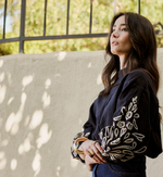 Clarissa Blouse | Black/Ivory Tops Cleobella