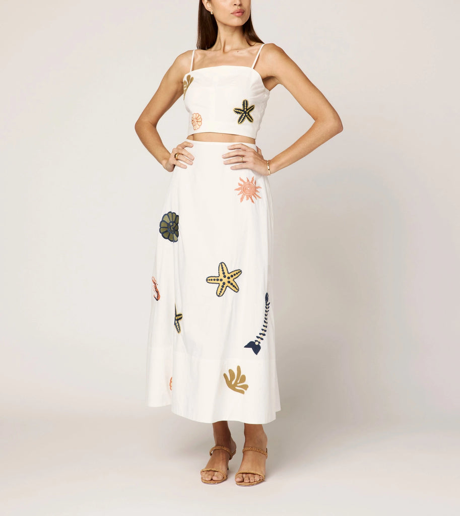 Eden Ankle Skirt | Ivory Multi Cleobella