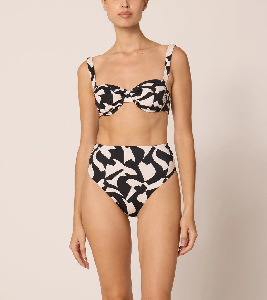 Kimber Bottom | Osaria Black/White Swim-Bottom Cleobella