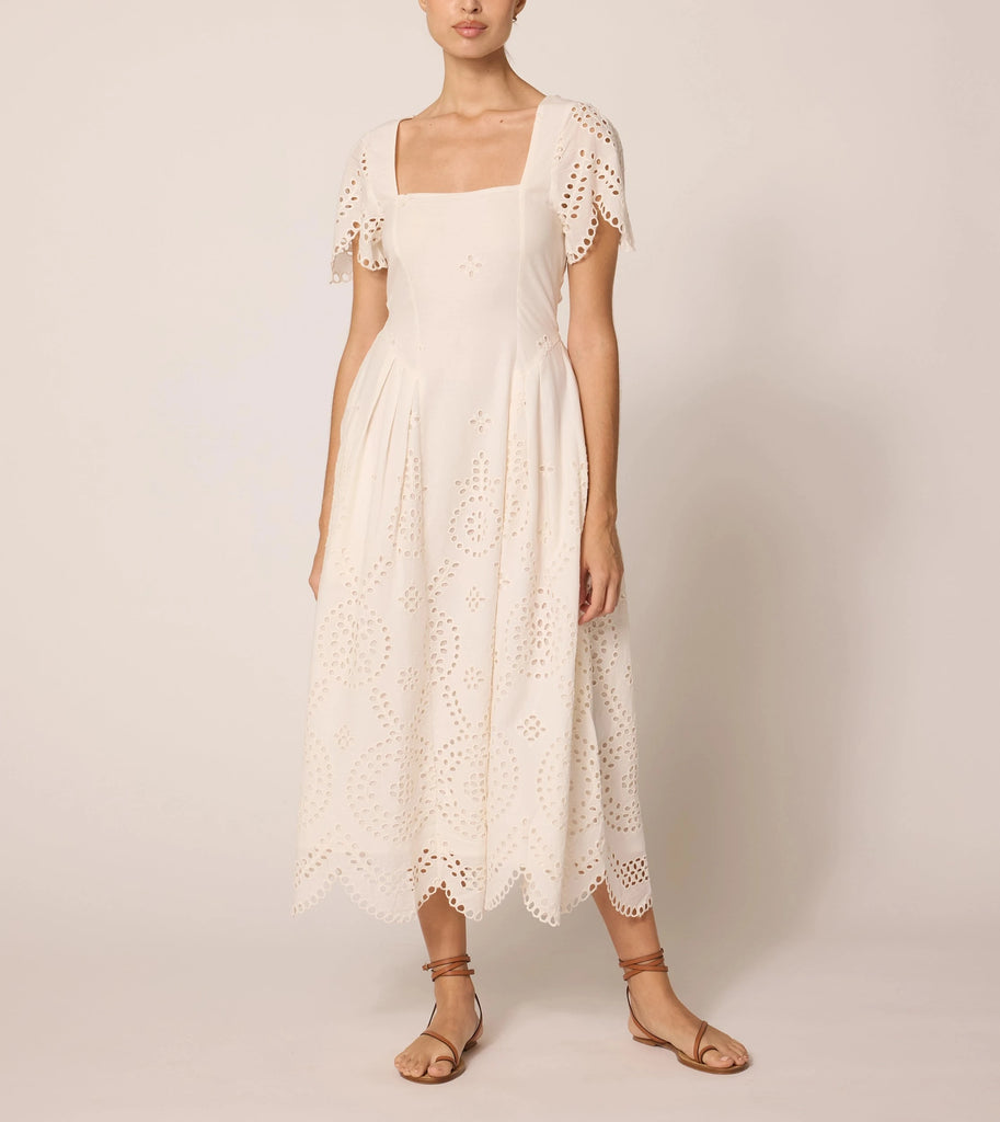 Yesenia Midi Dress | Ivory Eyelet Dresses Cleobella