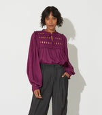 Sabella Blouse | Aubergine Tops Cleobella | blouses for women | pattern blouse | floral blouse |