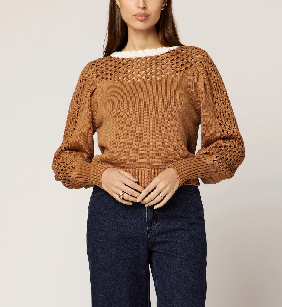 Anwen Sweater | Brown/Ivory Tops Cleobella 