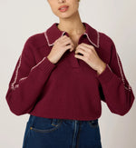 Elly Sweater | Zinfandel / Ivory Tops Cleobella 