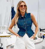 Franka Vest | Dark Denim Tops Cleobella 