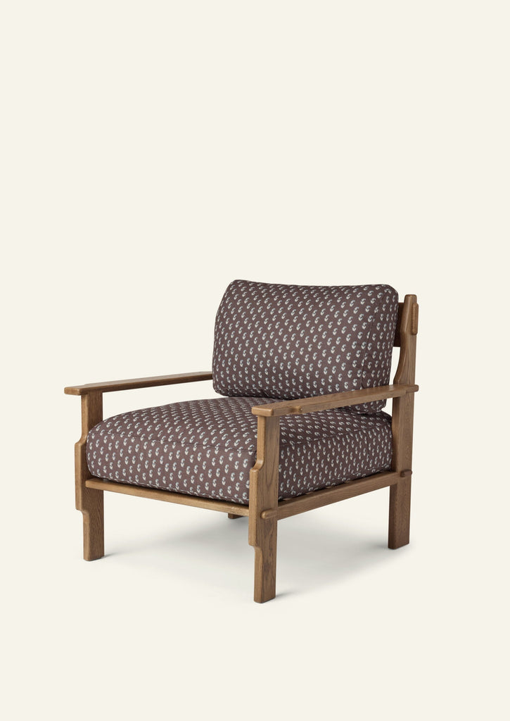 Leela Lounge Chair in Cocoa Floral Lounge Hati Home 
