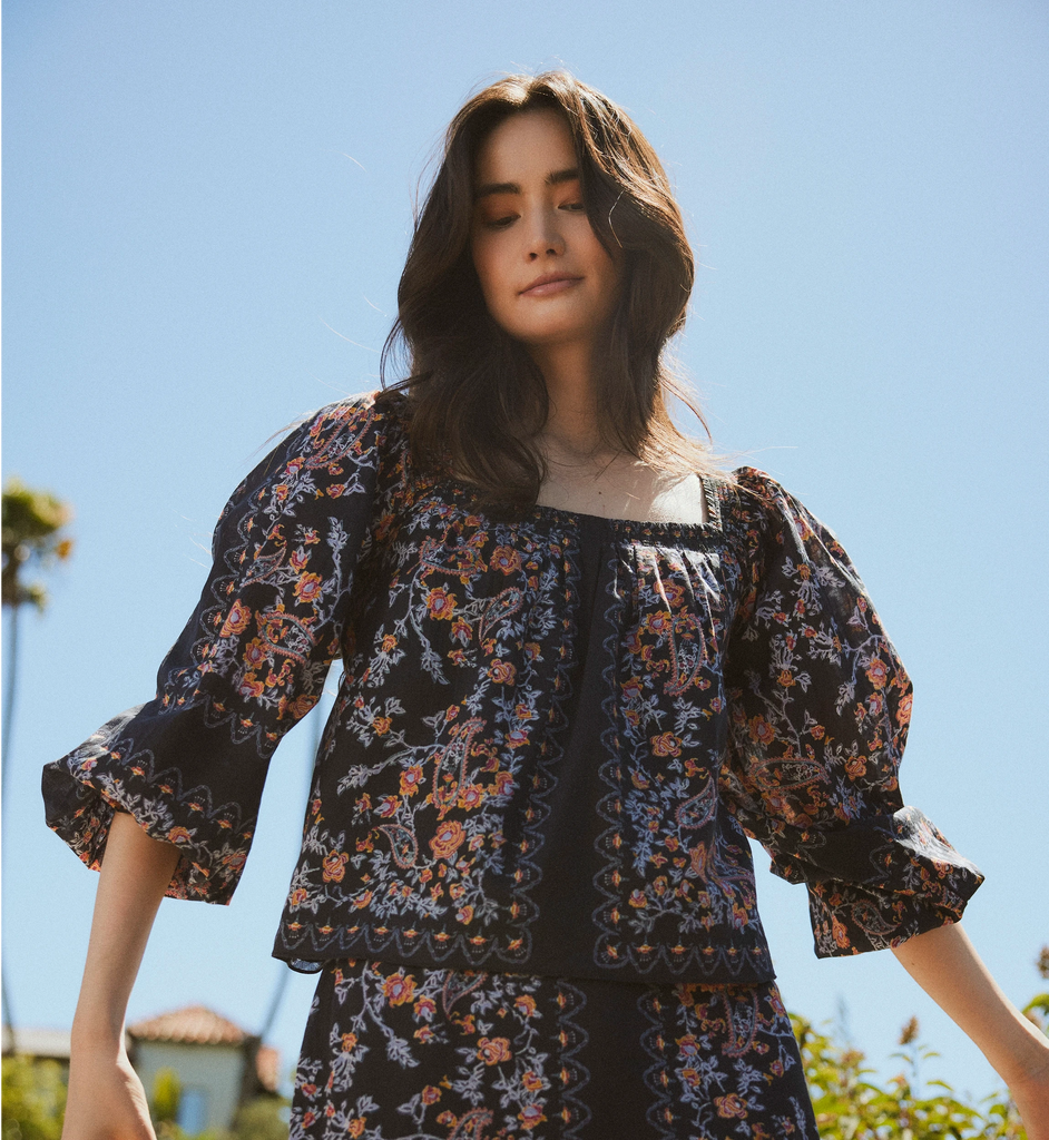Lucille Blouse | Dark La Ramos Tops Cleobella 