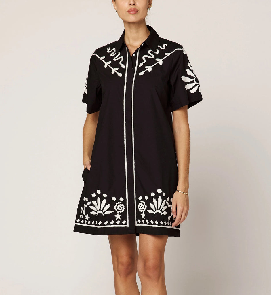 Riya Mini Dress | Black/Ivory Dresses Cleobella 