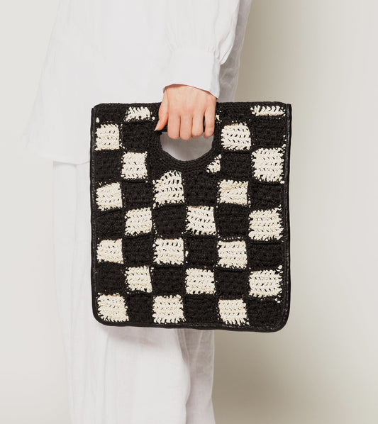 Soledad Crochet Clutch | Black/Ivory Weekenders Cleobella 